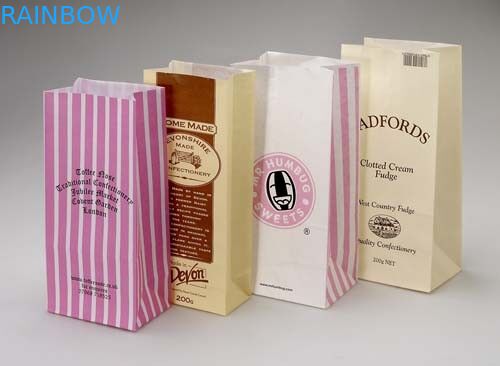 โลโก้ที่กำหนดเองถุงกระดาษคราฟท์ Take Away อาหารจานด่วน / ขนมปัง / กระเป๋าช้อปปิ้ง