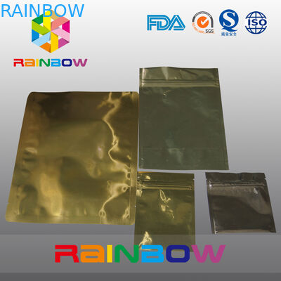 ถุงซิปถุงป้องกันไฟฟ้าสถิตย์อลูมิเนียมฟอยล์ทองสำหรับผลิตภัณฑ์อิเล็กทรอนิกส์