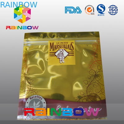 ถุงซิปถุงป้องกันไฟฟ้าสถิตย์อลูมิเนียมฟอยล์ทองสำหรับผลิตภัณฑ์อิเล็กทรอนิกส์