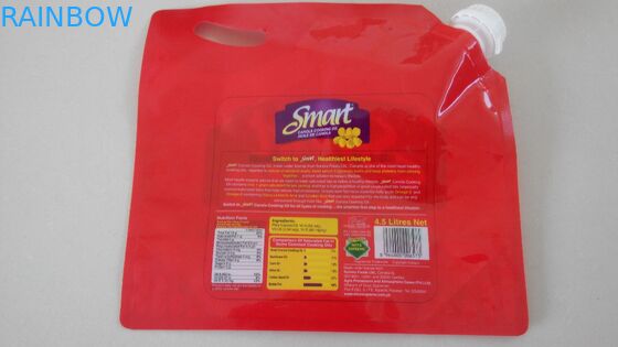 โลโก้พิมพ์ Stand Up Spout Pouch พร้อมมือจับสำหรับน้ำมันปรุงอาหาร 4.5L / Huile De Canola