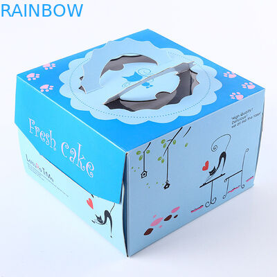 บรรจุภัณฑ์กล่องเค้กวันเกิดสีชมพูบลูสแควร์ / กล่องของขวัญที่กำหนดเอง