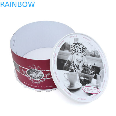 กล่องบรรจุภัณฑ์กระดาษแข็งกลมสีแดงและสีขาวตกแต่งกล่องเค้กวันเกิด