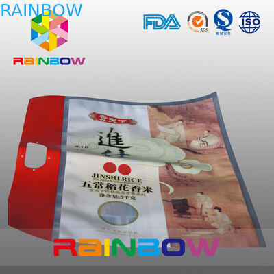 พิมพ์แบบกำหนดเอง BOPP ผิวด้านสามถุงข้าวปิดผนึก 5kgs / 8kgs