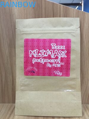 คราฟท์ Mylar Ziplock กระเป๋าถุงกระดาษยืนขึ้นพร้อมหน้าต่างสี่เหลี่ยม