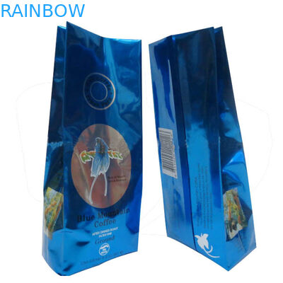 ถุงกาแฟฟอยล์ออกแบบเองพร้อมวาล์ว Degassing ทางเดียวสีเขียว / ดำ