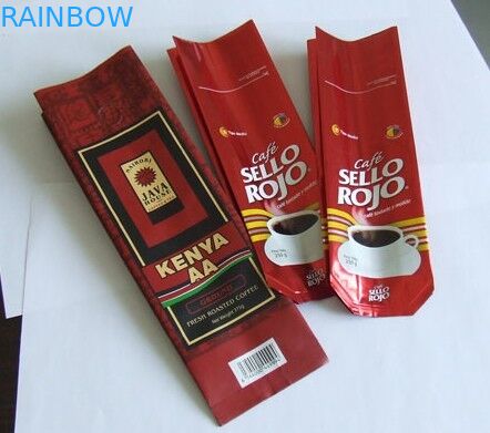 ถุงกาแฟฟอยล์ออกแบบเองพร้อมวาล์ว Degassing ทางเดียวสีเขียว / ดำ