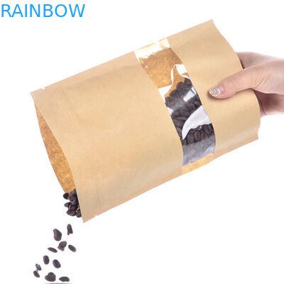 ถุงกระดาษคราฟท์เกรดอาหารพร้อมล้างหน้าต่าง / ถุง Mylay สำหรับถั่ว, ขนม, ขนมปัง, กาแฟ