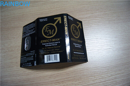กล่องแสดงบรรจุภัณฑ์ยาเสริมความงามทางเพศและการ์ดพุพอง ERECT-MAN กระดาษการ์ด