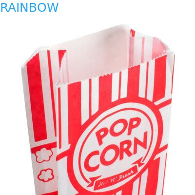 Carnival King Paper Popcorn Bags ถุงกระดาษที่กำหนดเอง 1 ออนซ์แพ็คของสีแดงและสีขาว