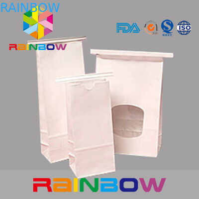 ถุงกระดาษหน้าต่างด้านล่างสีขาวกระดาษคราฟท์พร้อมกระป๋องผูกบรรจุภัณฑ์เมล็ดเชีย