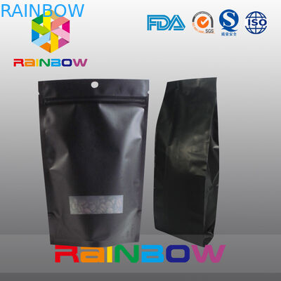 สีดำ 70 กรัม 100 กรัม 250 กรัม 500 กรัมถุงพลาสติกบรรจุภัณฑ์ยืนขึ้นถุงถั่วกาแฟที่มีวาล์ว
