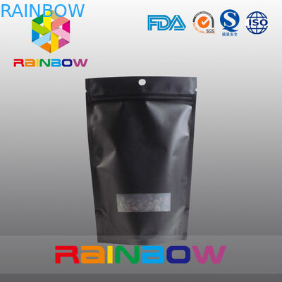 กำหนดเอง 2oz อลูมิเนียมฟอยล์เรียงรายดำด้านยืนถุงกาแฟพร้อมวาล์ว