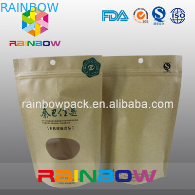 กระดาษคราฟท์ 2oz รีไซเคิล Doypack ถุงกาแฟพร้อมหน้าต่าง