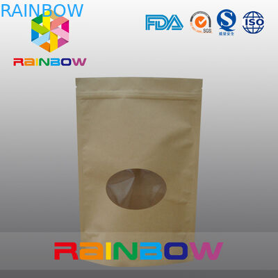 กระดาษคราฟท์ 2oz รีไซเคิล Doypack ถุงกาแฟพร้อมหน้าต่าง