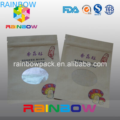 กระดาษคราฟท์ 2oz รีไซเคิล Doypack ถุงกาแฟพร้อมหน้าต่าง