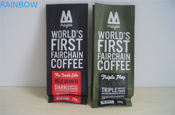 ที่กำหนดเองด้านเป้าเสื้อกางเกงถุงกาแฟอลูมิเนียมฟอยล์ที่มีวาล์ว, สีแดงสีเขียว