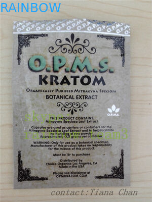 บรรจุภัณฑ์ธูปสมุนไพร Ziplock ทอง 3ct อลูมิเนียมฟอยล์ opms kratom ผง