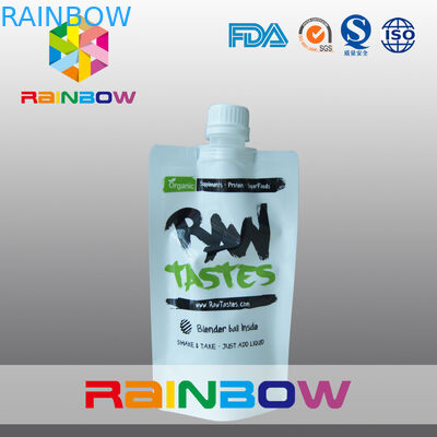 350 มล. 500 มล. 1L ฟอยล์กระเป๋าบรรจุภัณฑ์การรั่วไหล prood มันวาวสีขาวพวยกระเป๋า