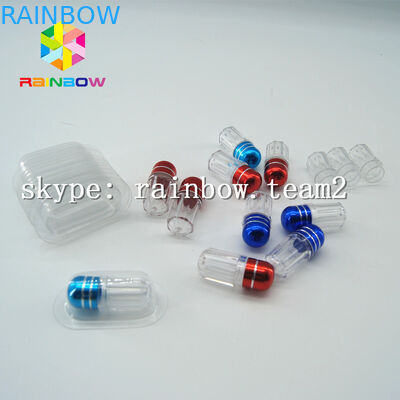 ขวดยาพลาสติกใสแคปซูลบรรจุยาเพศพร้อมฝาอลูมิเนียมฟอยล์สีทอง