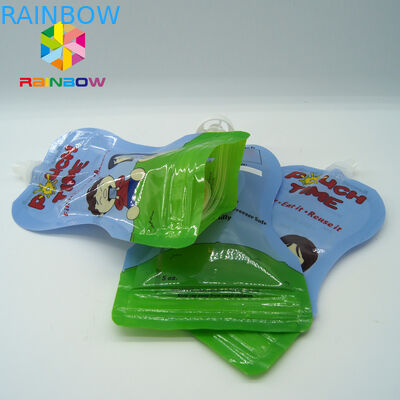 เป็นมิตรกับสิ่งแวดล้อมอาหารเหลวถุงพวย / บรรจุภัณฑ์ที่มีหลอดพวยและช้อน