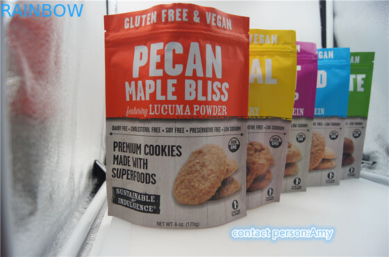 2017 การออกแบบใหม่โปรโมชั่นช็อคโกแลตบิสกิตถุงบรรจุภัณฑ์ / 10 ออนซ์กระเป๋าชีสที่มีซิป