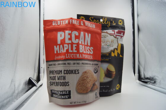 Doypack บรรจุภัณฑ์ถุงซิปขนมสำหรับบิสกิตพิมพ์แบบกำหนดเองยืนขึ้นถุง