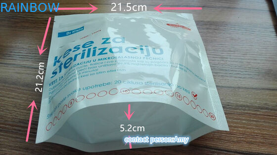 ถุงฆ่าเชื้อที่นึ่งขวดนมแบบไมโครเวฟลุกขึ้นยืน / ถุงใส่เครื่องฆ่าเชื้อด้วยไมโครเวฟแบบซิปที่ได้รับการอนุมัติจากองค์การอาหารและยา