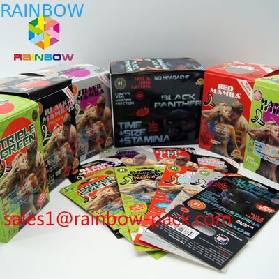 แพ็คการ์ดกระดาษ 3D ปั๊มร้อนบรรจุภัณฑ์พุพองบัตรด้วยฟอยล์ใส Ecstasy