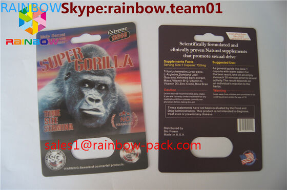 ขายร้อน 3D พิมพ์บัตรสีดำ mamba 3D effect เพศยาบรรจุภัณฑ์บัตร 3D การ์ด / 3D พิมพ์บัตรแรดกระดาษตุ่ม ca