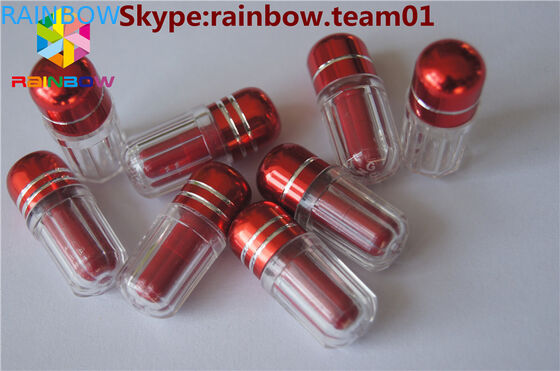 ขวดพลาสติกเปล่าแคปซูลโลหะหมวกตุ่ม rhino7 และแรด 25 แคปซูลสีเปล่าแคปซูลพลาสติกเปล่า