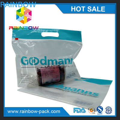 นำมาใช้ใหม่ที่กำหนดเองบรรจุภัณฑ์อาหารพลาสติกถุงซิปล็อคเลื่อนถุง ziplock ที่มีโลโก้ยืนขึ้นกระเป๋าล้างหน้า