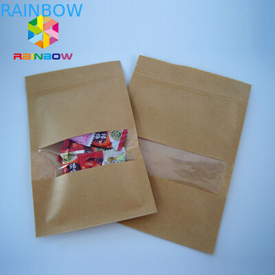 ที่กำหนดเองฟอยล์พิมพ์เรียงรายถุงชาบรรจุภัณฑ์คราฟท์ยืนขึ้นกระเป๋าพร้อมหน้าต่าง