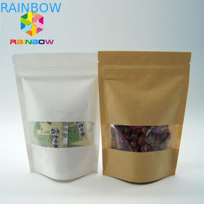 กระดาษพิมพ์ที่เป็นมิตรกับสิ่งแวดล้อมยืนขึ้นถุงที่มีหน้าต่างที่ชัดเจนและซิป