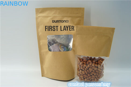 กระดาษคราฟท์ Ziplock แบบผนึกได้ยืนขึ้นถุง / ถุงบรรจุอาหาร