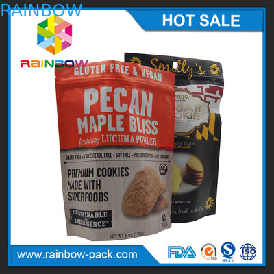 250 กรัมอลูมิเนียมฟอยล์เคลือบพิมพ์ Mylar ยืนขึ้น Ziplock คุกกี้ถุงบรรจุภัณฑ์กระเป๋า