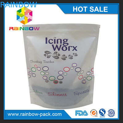 เคลือบพิมพ์โลโก้ที่กำหนดเองยืนขึ้นกระเป๋า Ziplock พร้อมเป้าเสื้อกางเกงด้านล่าง