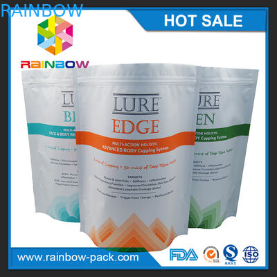 เคลือบพิมพ์โลโก้ที่กำหนดเองยืนขึ้นกระเป๋า Ziplock พร้อมเป้าเสื้อกางเกงด้านล่าง