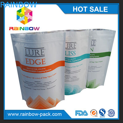 เคลือบพิมพ์โลโก้ที่กำหนดเองยืนขึ้นกระเป๋า Ziplock พร้อมเป้าเสื้อกางเกงด้านล่าง