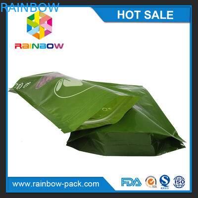 ถุงชาเขียวบรรจุภัณฑ์พิมพ์ Mylar ยืนถุง Ziplock ด้วยหน้าต่างที่ชัดเจน