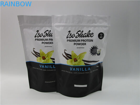 ถุงบรรจุผงโปรตีนสำหรับบรรจุอาหาร 1 กก. พร้อมซอง ziplock และฉีกขาด