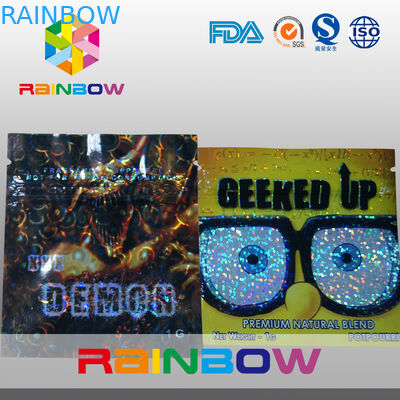 ลามิเนตวัสดุลิงสมุนไพรธูปถุง Ziplock ขนาดเล็กที่มีรอยฉีกขาด