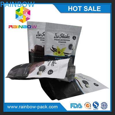 ที่กำหนดเองพิมพ์อาหารเกรดฟอยล์เรียงราย ziplock 1 กิโลกรัมโปรตีนผงบรรจุภัณฑ์ถุงผงพลังงานถุง