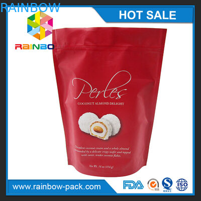 เคลือบอลูมิเนียมฟอยล์ลุกขึ้นยืนโลโก้ที่กำหนดเองถุงบรรจุภัณฑ์ชาเขียวพิมพ์ด้วยรอยหยักและซิป