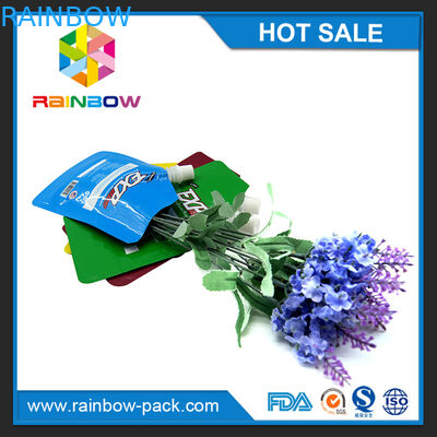 ถุงพลาสติกผนึกบรรจุภัณฑ์ของเหลวพิมพ์ยืนพวยกระเป๋ามีซิป