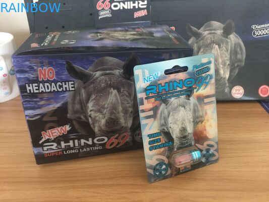 ขายร้อน Rhino ชายเสริมยาบรรจุภัณฑ์บัตรและกล่องแสดงผล 3 มิติ