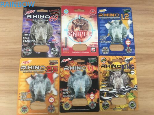 ขายร้อน Rhino ชายเสริมยาบรรจุภัณฑ์บัตรและกล่องแสดงผล 3 มิติ