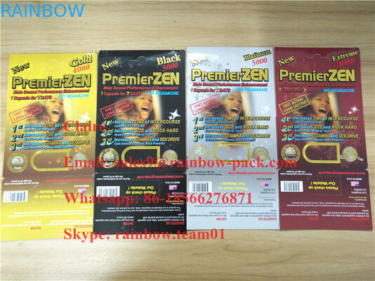 PremierZen Gold Male Enhancement การ์ดบรรจุภัณฑ์บรรจุภัณฑ์พลาสติกในสต็อกพร้อมเอฟเฟกต์ 3 มิติ