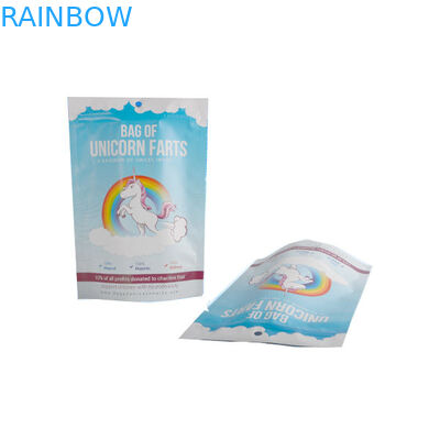 ลามิเนตลูมิเนียมฟอยล์บรรจุถุงพลาสติกบรรจุภัณฑ์ Ziplock สีขาวน้ำเงินมันนี่