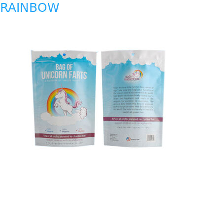 ลามิเนตลูมิเนียมฟอยล์บรรจุถุงพลาสติกบรรจุภัณฑ์ Ziplock สีขาวน้ำเงินมันนี่