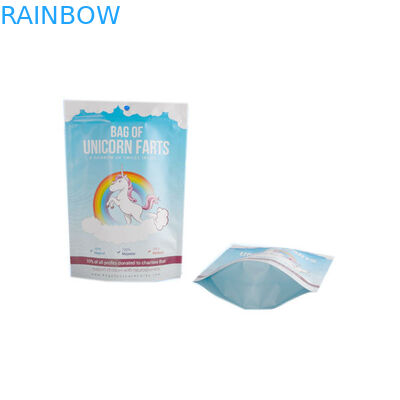 ลามิเนตลูมิเนียมฟอยล์บรรจุถุงพลาสติกบรรจุภัณฑ์ Ziplock สีขาวน้ำเงินมันนี่